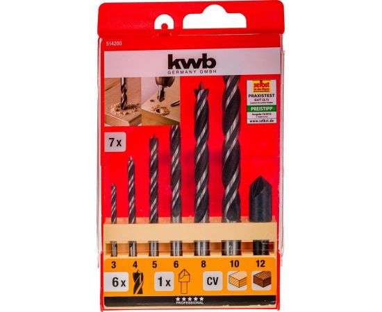 Набор сверл по дереву (7 шт; 3-10 мм) KWB 5142-00 