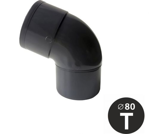 Отвод соединения водосточной трубы Murol 67, 80 мм, серый 16015 