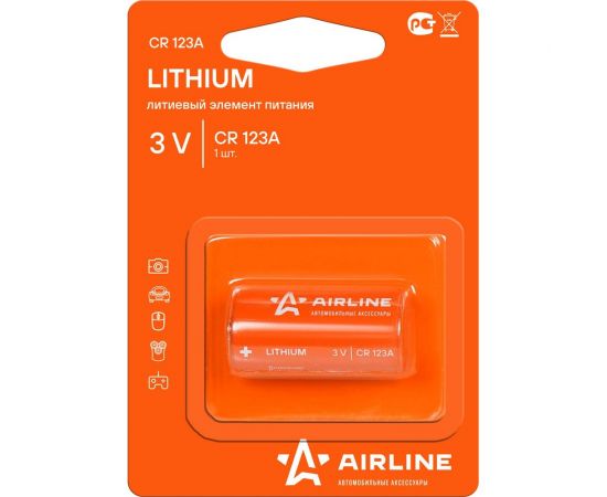 Батарейка Airline, CR123A 3V, литиевая 1 шт CR123A-01 