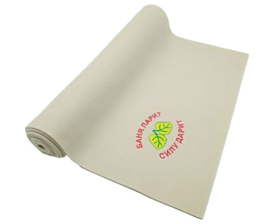 Подстилка ковёр Бацькина Баня Скрутка для бани с вышивкой в ассортименте, белый, 145x50 см 11102 