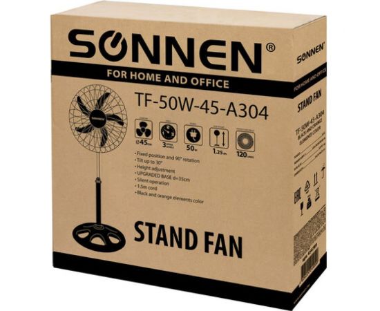 Напольный вентилятор SONNEN 3 режима, TF-50W-45-А304, d=45 см, 50Вт, черный, 454789 – изображение 12