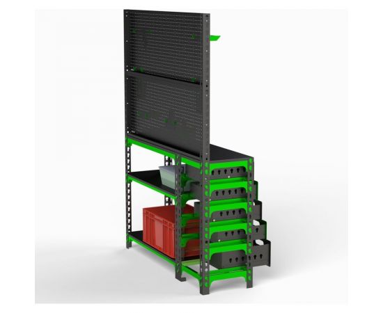 Стол-верстак Metalex c одной тумбой 950x1600x400 + двойная перфопанель с комплектом аксессуаров SVTIPRIIA951640 – изображение 2