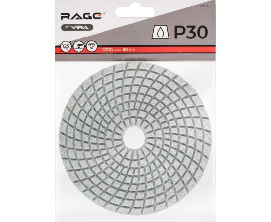 Круг алмазный гибкий шлифовальный Черепашка 125 мм, P30, мокрое шлифование rage by VIRA 558111 – изображение 7