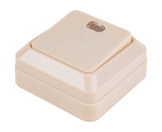 Одноклавишный выключатель TDM открытой установки с подсветкой, слоновая кость Ладога SQ1801-0010 