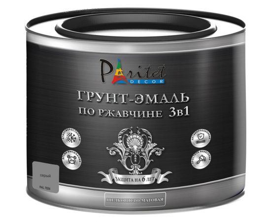 Эмаль 3в1 Paritet 1,9 кг серый ral 7024 PD-022 