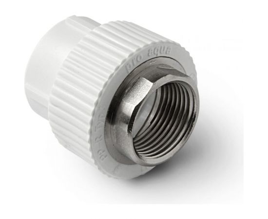 Комбинированная муфта под ключ PRO AQUA PP-R ВР белая d-40 мм 1 1/2" PA22521Pb 