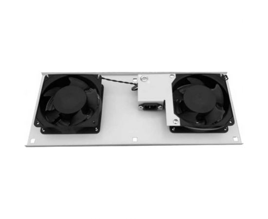 Вентиляторный модуль Cabeus с 2-я вентиляторами для установки в настенные шкафы серии SH-05F, цвет серый (RAL7035) TRAY-FAN2 