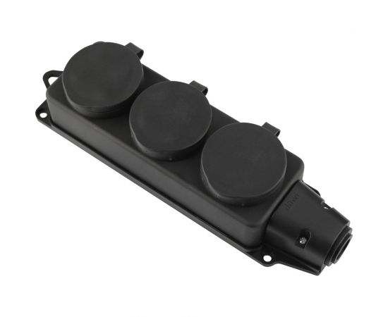 Каучуковая колодка duwi 3 гнезда с заземлением IP44 черная 16A 27462 9 – изображение 2