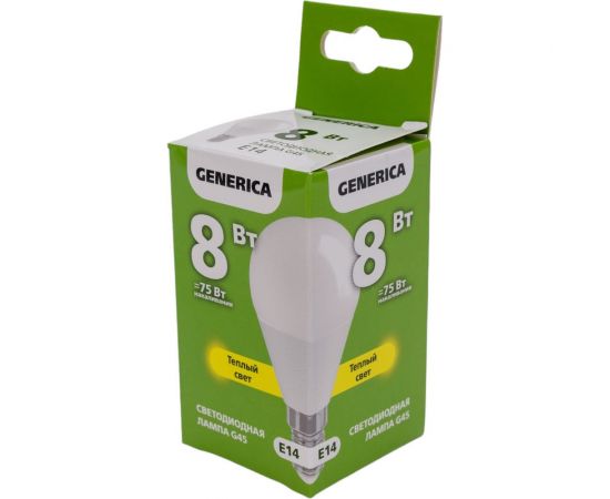 Светодиодная лампа GENERICA G45 шар 8Вт 230В 3000К E14 LL-G45-08-230-30-E14-G – изображение 2