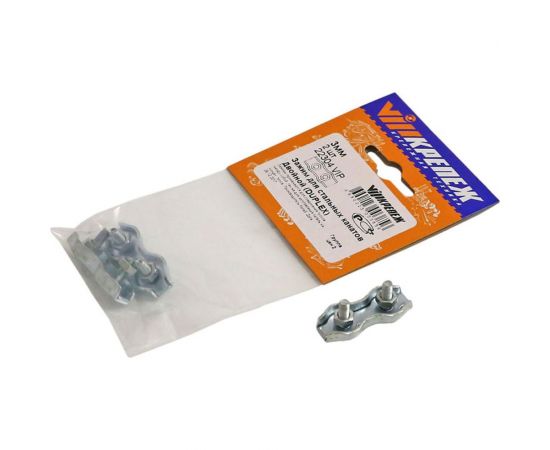 Двойной зажим для стальных канатов vipкрепеж duplex 3 мм, 2 шт. 22304 VIP – изображение 2