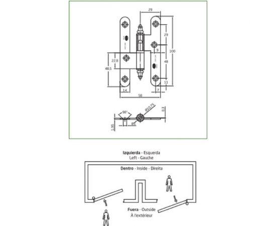 Петля Amig матовая, латунная, IZ-Правая 407-100х58 – изображение 2