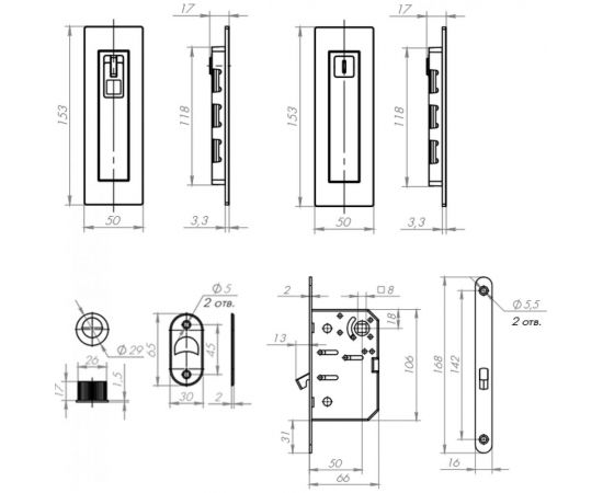 Набор для раздвижных дверей ARMADILLO SH011 URB BL-26 черный 42393 – изображение 3