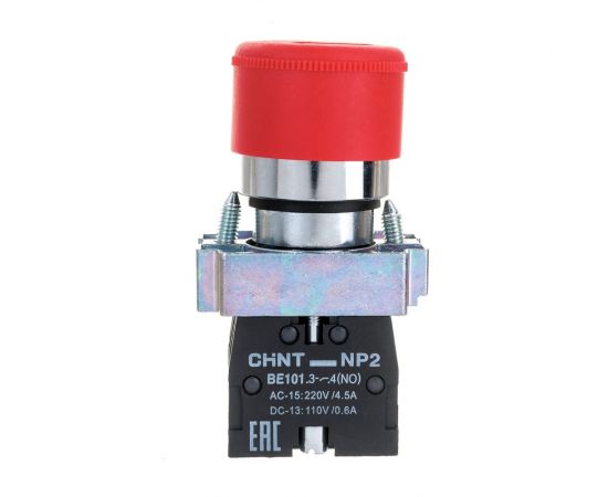 Кнопка управления CHINT "Грибок" d30мм (2) NP2-BS445 без подсветки красн. 1НЗ +1НО IP40 573835 – изображение 3