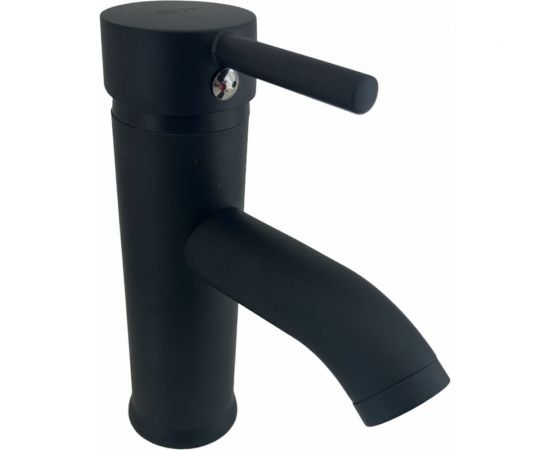Смеситель для раковины OUTE черный матовый, однорычажное управление, фиксированный излив. Монтаж на одно отверстие, на гайке. Гибкая подводка T721H – изображение 4