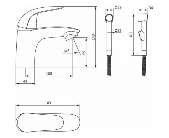 Смеситель для умывальника Damixa Palace Bit с гигиеническим душем 310300000 – изображение 5