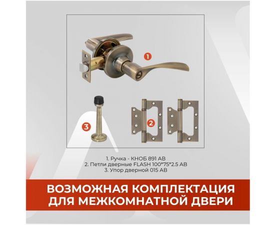 Ручка-защёлка VETTORE a8023 bk ab, поворотник-заглушка, бронза 20129 – изображение 6