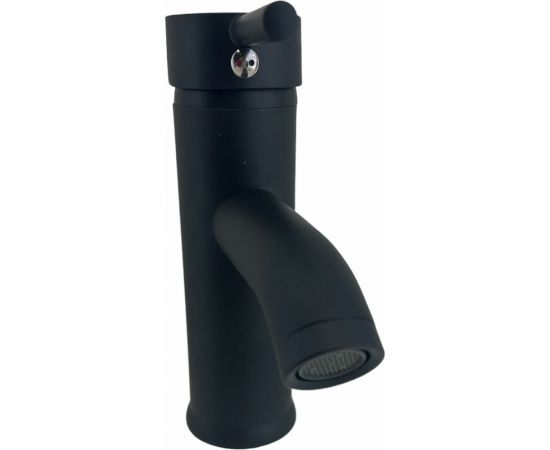 Смеситель для раковины OUTE черный матовый, однорычажное управление, фиксированный излив. Монтаж на одно отверстие, на гайке. Гибкая подводка T721H – изображение 7