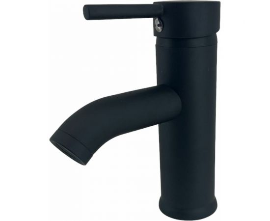 Смеситель для раковины OUTE черный матовый, однорычажное управление, фиксированный излив. Монтаж на одно отверстие, на гайке. Гибкая подводка T721H – изображение 8