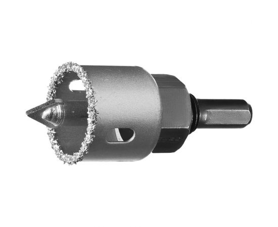 Коронка-чашка в сборе с державкой и сверлом ЗУБР Профессионал 32х25 мм, карбид-вольфрамовая крошка 33360-032_z01 