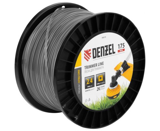 Леска двухкомпонентная EXTRA CORD (2.4 мм, 175 м, квадрат, на DIN катушке) для триммера Denzel 96818 