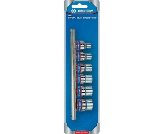 Набор торцевых головок (3/8"", TORX Е-стандарт, Е8-Е18, 6 предметов) KING TONY 3106PR 