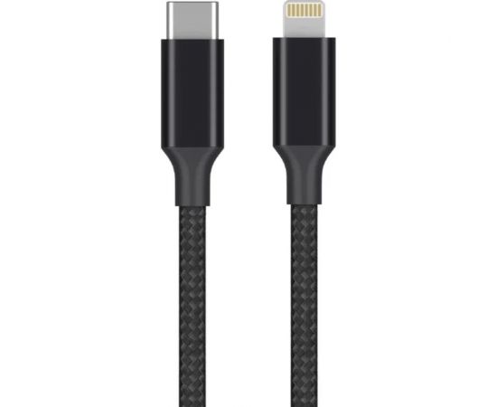 Дата-кабель USB-С - Lightning Deppa 3А, PD, 1м, нейлон, черный, Axxa 7266 