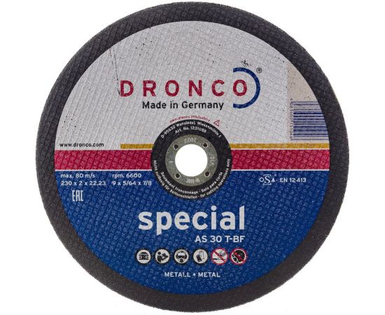 Диск отрезной по металлу Special AS30T (230x2x22.23 мм) DRONCO 1231055100 