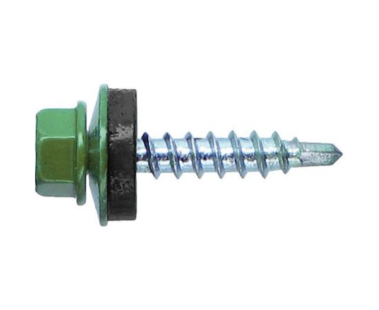 Кровельный саморез Tech-Krep КР сверло 4,8х28 RAL-6002 зелёный 60 шт,коробка с окном 112030 