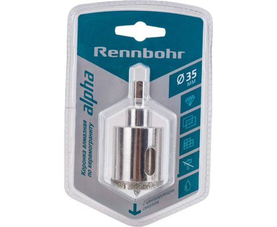 Коронка алмазная с центрирующим сверлом по керамограниту и керамике 35 мм RENNBOHR 676235 
