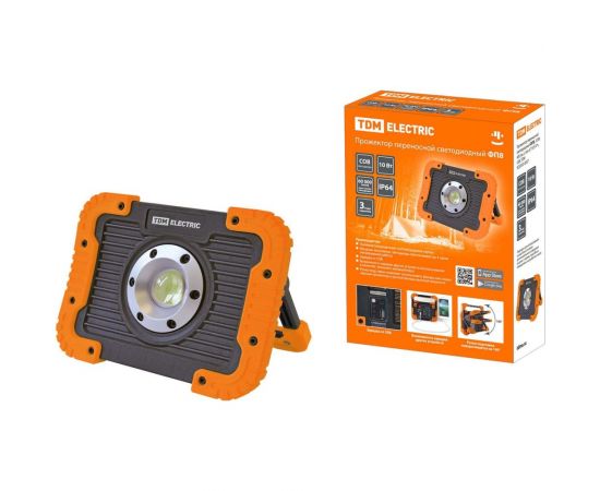 Переносной светодиодный прожектор TDM ФП8, 10 Вт, 900 лм, Li-Ion 3,7 B 3 Aч, USB, SQ0350-0057 