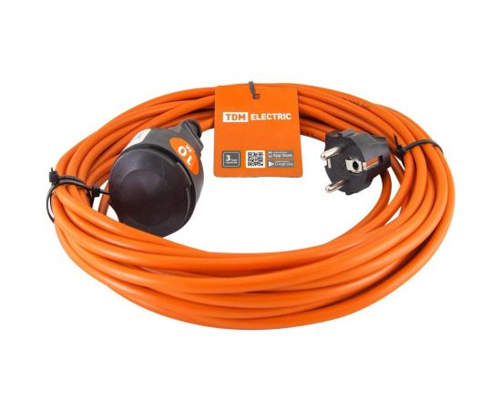 Удлинитель-шнур TDM силовой УШз16 штепс. гнездо, 10м ПВС 3х1,0 SQ1301-0615 
