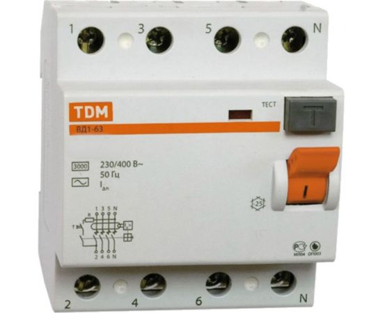 Устройство защитного отключения ВД1-63 4Р 40А 300мА TDM SQ0203-0037 