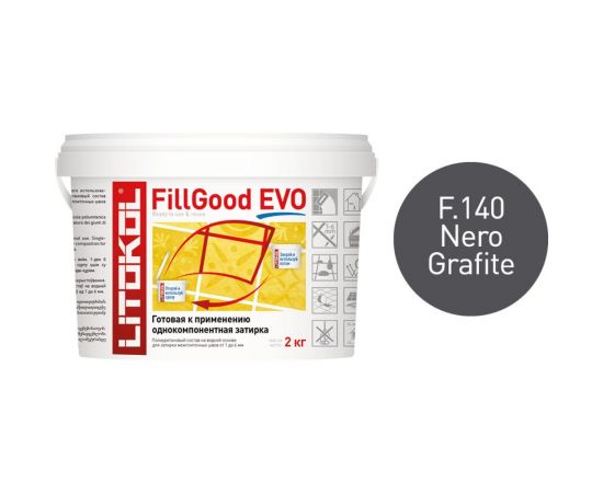 Полиуретановый состав для затирки швов LITOKOL FillGood EVO F.140 NERO GRAFITE 496310002 – изображение 2