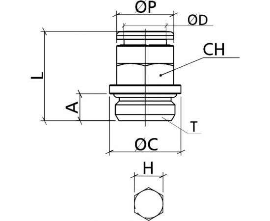 Фитинг 4 мм с наружной металлической резьбой G1/4" CDC Pneumatics CBPC 04G02 – изображение 2