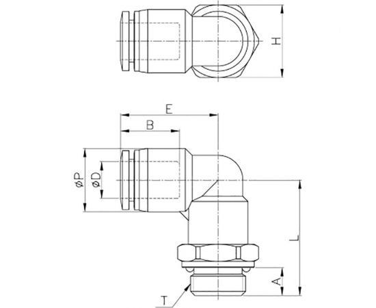 Фитинг L-образный 4 мм с наружной металлической резьбой G1/4" CDC Pneumatics PL 04G02 – изображение 2