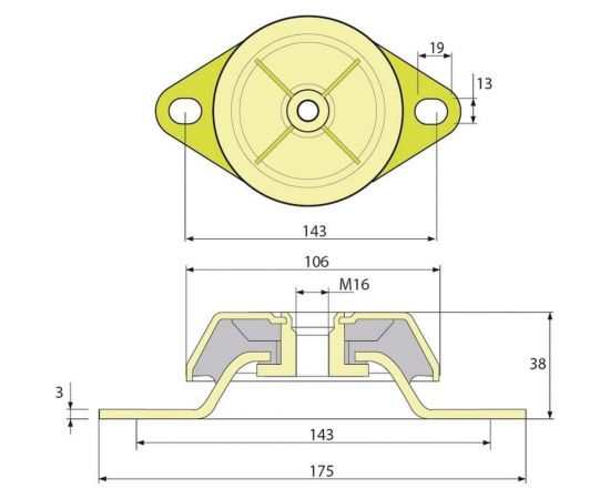 Виброопора PDH106/38/143 M16 NR60 ТСС 020842 – изображение 2