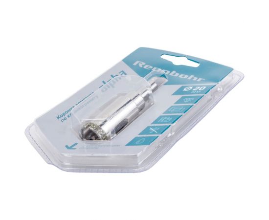 Коронка алмазная с центрирующим сверлом по керамограниту и керамике 20 мм RENNBOHR 676220 – изображение 3