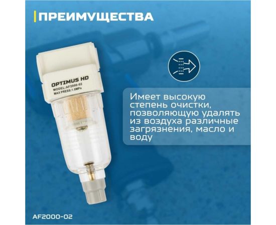 Фильтр-масловлагоотделитель HEAVY DUTY 1/4" Optimus AF2000-02 – изображение 3