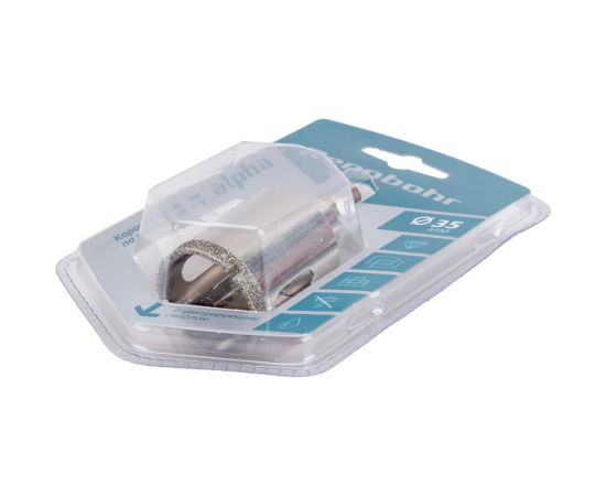 Коронка алмазная с центрирующим сверлом по керамограниту и керамике 35 мм RENNBOHR 676235 – изображение 3