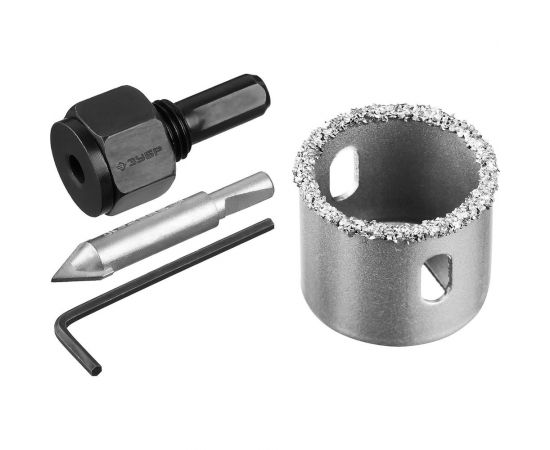 Коронка-чашка в сборе с державкой и сверлом ЗУБР Профессионал 32х25 мм, карбид-вольфрамовая крошка 33360-032_z01 – изображение 3