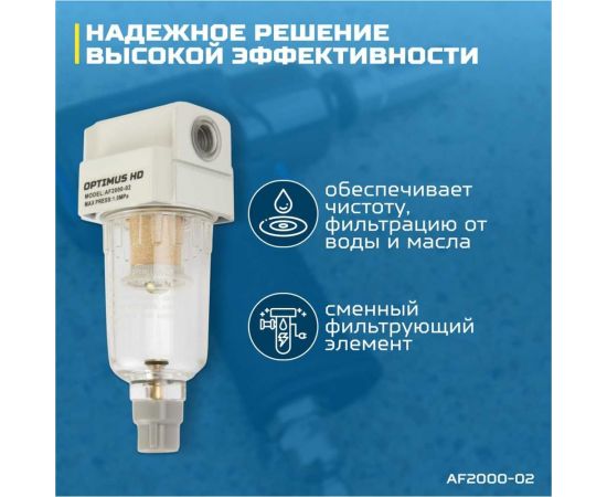 Фильтр-масловлагоотделитель HEAVY DUTY 1/4" Optimus AF2000-02 – изображение 4