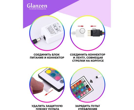 Набор светодиодной rgb ленты GLANZEN 5 м LSL-0070-05-RGB КА-00008619 – изображение 5