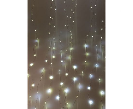 Гирлянда-Дождь КОСМОС 3x2м, 240LED, RGB, прозрачный провод, 8 режимов, от 220V, KOC_CUR-V107 