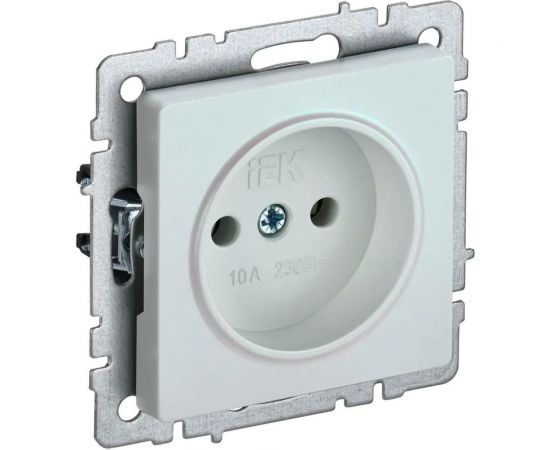 1-местная розетка IEK Brite рс10-1-0-брж без заземления, без защитных шторок, 10А, жемчуг BR-R10-10-K36 