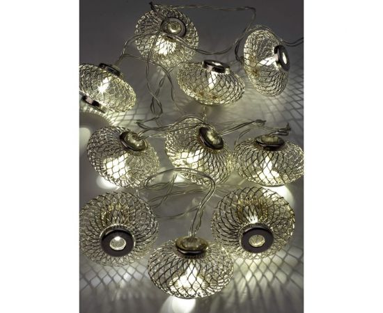 Гирлянда КОСМОС-Фонарики лофт метал. сереб диаметр 5x3см 10LED, KOC_GIR-B120 
