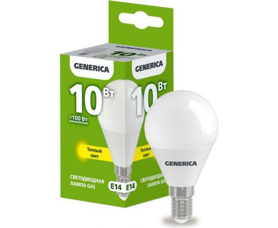 Светодиодная лампа GENERICA G45 шар 10Вт 230В 3000К E14 LL-G45-10-230-30-E14-G 