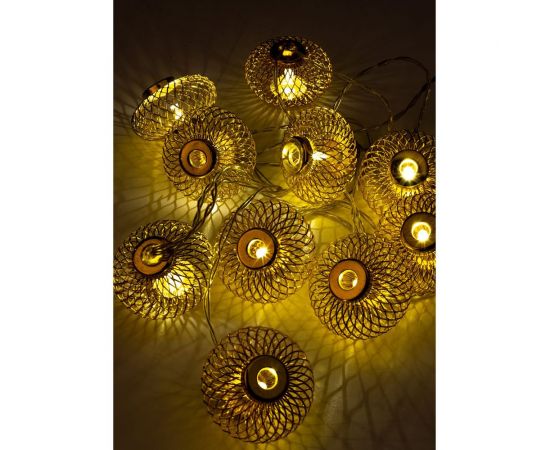Гирлянда КОСМОС-Фонарики лофт метал. золот диаметр 5x3см 10LED, KOC_GIR-B121 