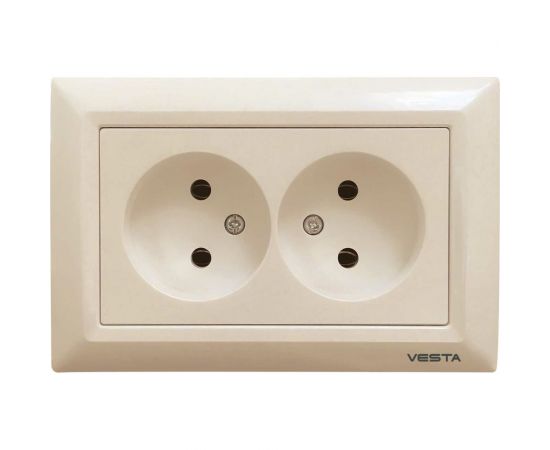 Розетка Vesta-Electric Roma КРЕМОВЫЙ двойная без заземления FRZ00010112MLK 