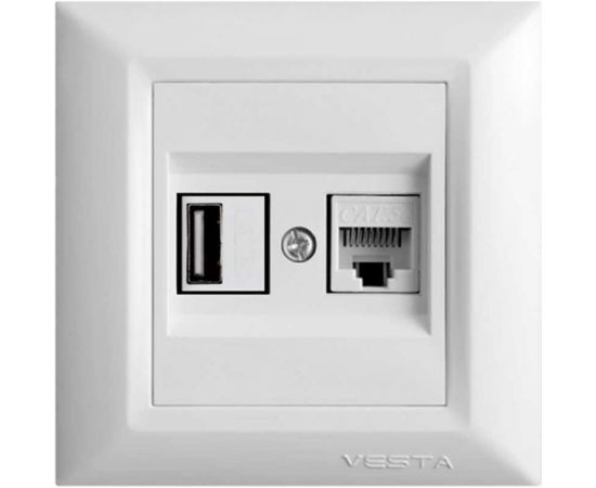 Розетка Vesta-Electric Roma для USB + сетевого кабеля LAN FRZ00050204BEL 