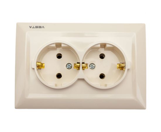 Розетка Vesta-Electric Roma КРЕМОВЫЙ двойная c заземлением FRZ00010111MLK 